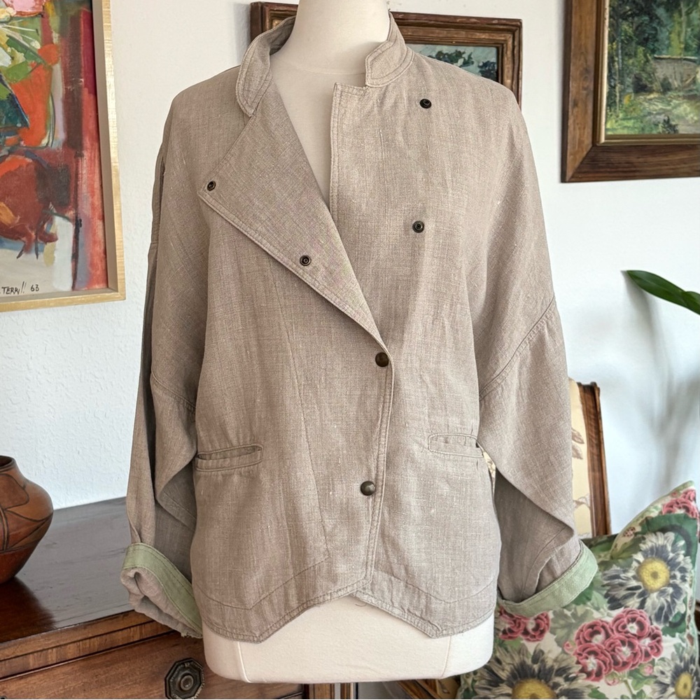 Gene Ewing Tan Linen Women's Jacket